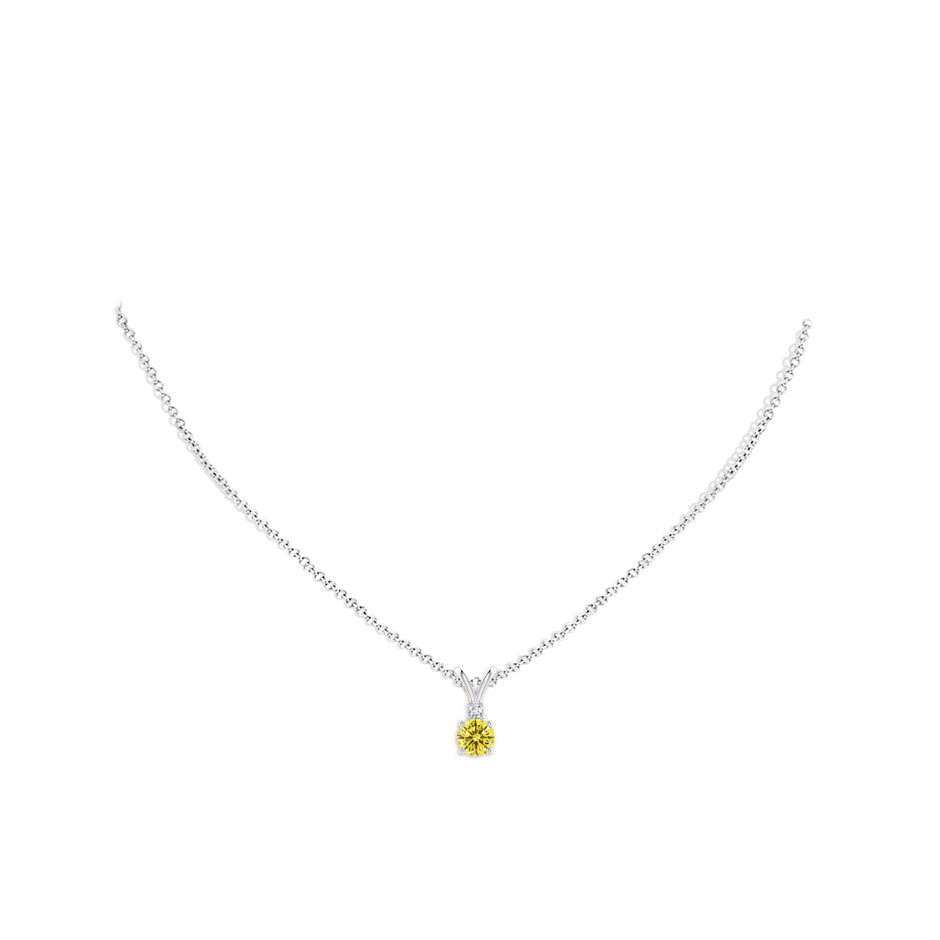 6.2mm Labgrown Round Lab-Grown Fancy Intense Yellow Diamond V-Bale Pendant in White Gold pen