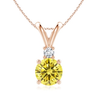 8mm Labgrown Round Lab-Grown Fancy Intense Yellow Diamond V-Bale Pendant in Rose Gold