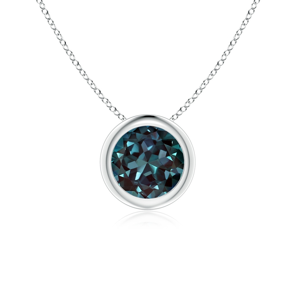 6mm Labgrown Bezel-Set Round Lab-Grown Alexandrite Solitaire Pendant in P950 Platinum