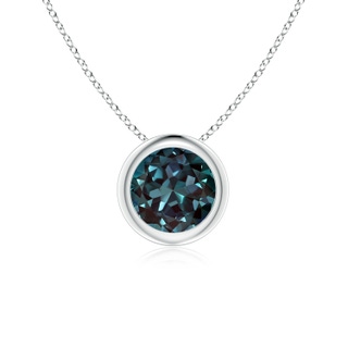 6mm Labgrown Bezel-Set Round Lab-Grown Alexandrite Solitaire Pendant in P950 Platinum