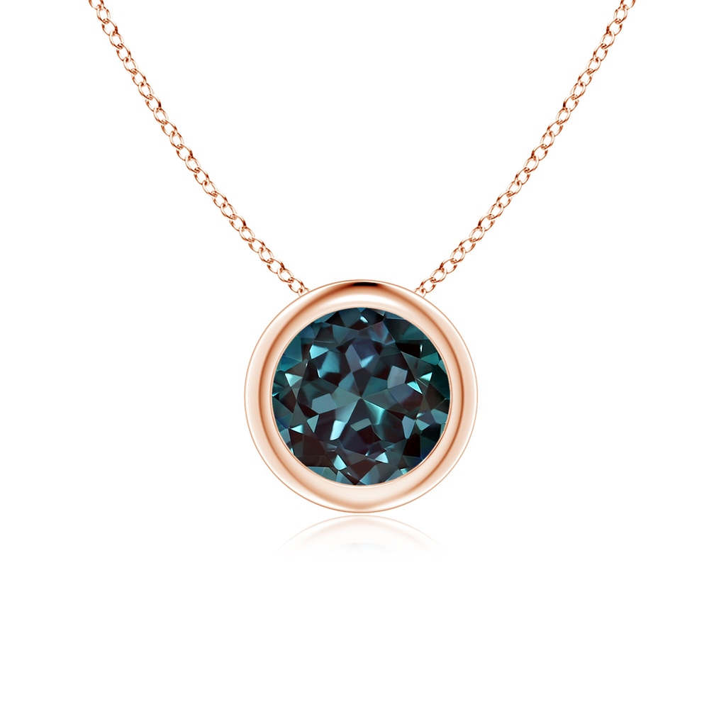 6mm Labgrown Bezel-Set Round Lab-Grown Alexandrite Solitaire Pendant in Rose Gold