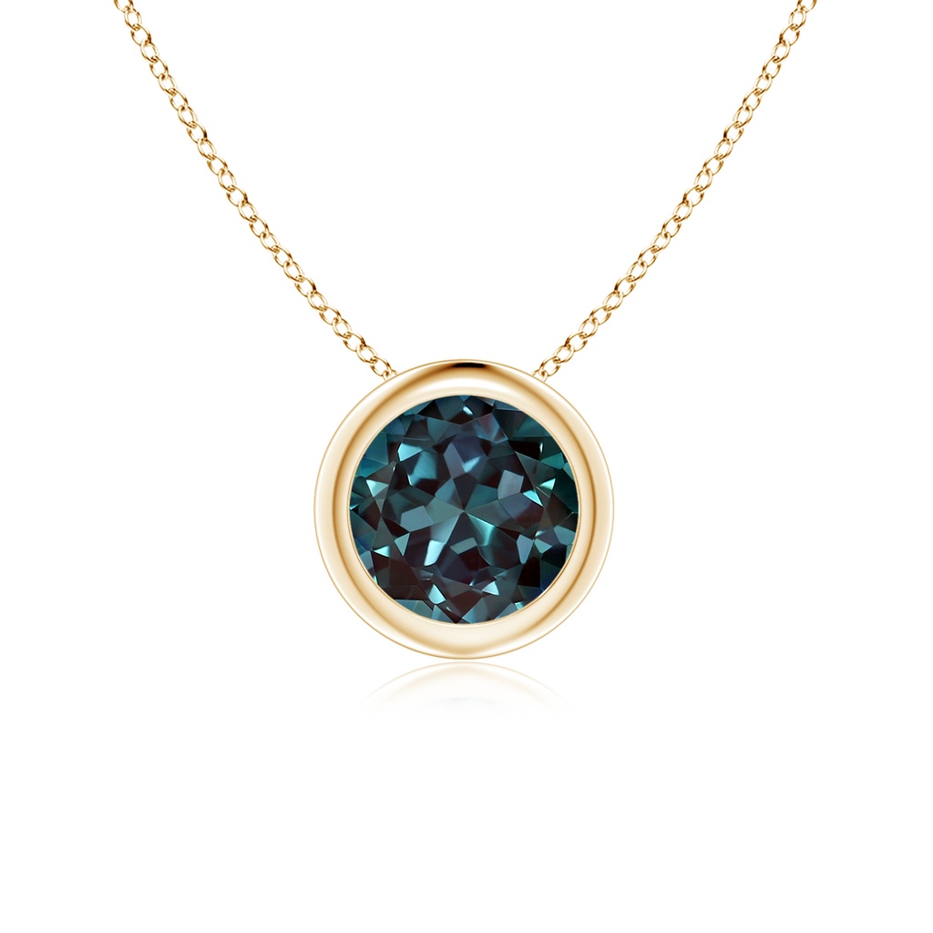 6mm Labgrown Bezel-Set Round Lab-Grown Alexandrite Solitaire Pendant in Yellow Gold