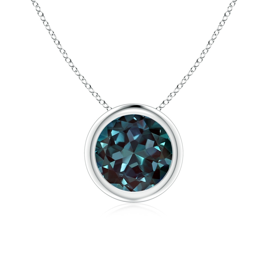 7mm Labgrown Bezel-Set Round Lab-Grown Alexandrite Solitaire Pendant in 18K White Gold 