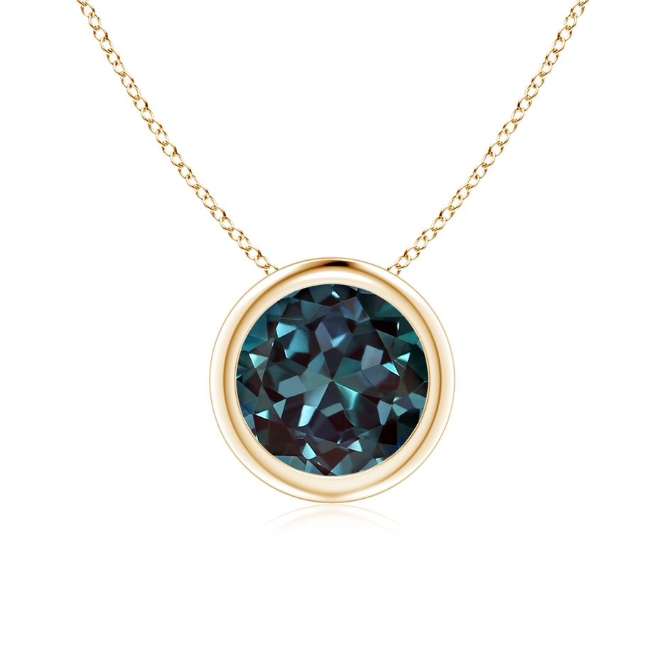 7mm Labgrown Bezel-Set Round Lab-Grown Alexandrite Solitaire Pendant in Yellow Gold 