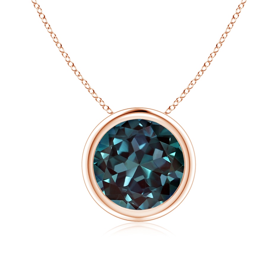 8mm Labgrown Bezel-Set Round Lab-Grown Alexandrite Solitaire Pendant in 18K Rose Gold 