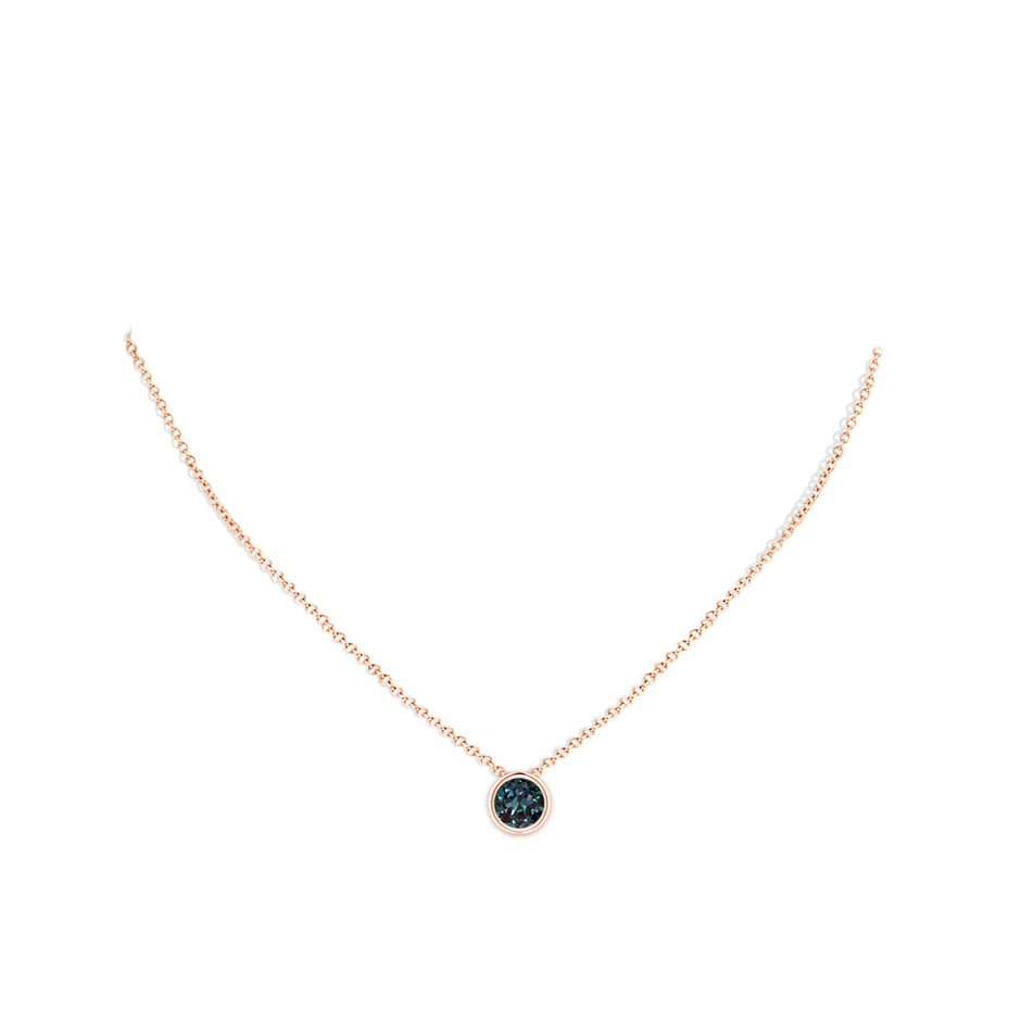 8mm Labgrown Bezel-Set Round Lab-Grown Alexandrite Solitaire Pendant in 18K Rose Gold pen