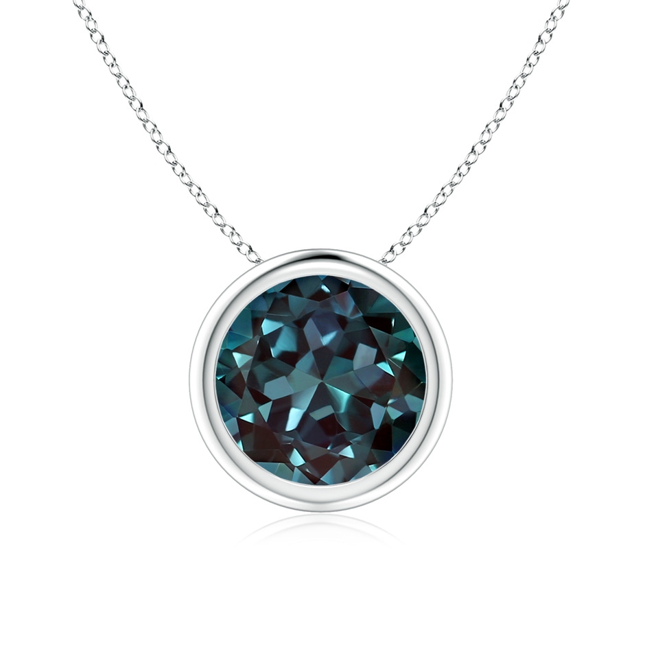 8mm Labgrown Bezel-Set Round Lab-Grown Alexandrite Solitaire Pendant in 18K White Gold 