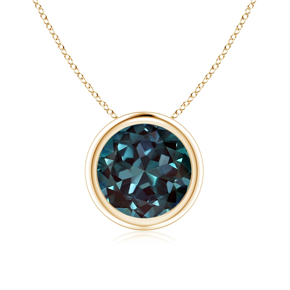 8mm Labgrown Bezel-Set Round Lab-Grown Alexandrite Solitaire Pendant in 18K Yellow Gold 