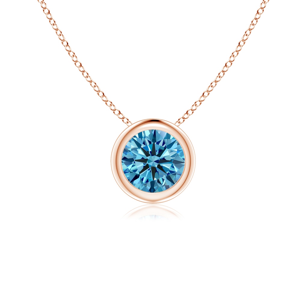 5.1mm Labgrown Bezel-Set Round Lab-Grown Fancy Intense Blue Diamond Solitaire Pendant in Rose Gold