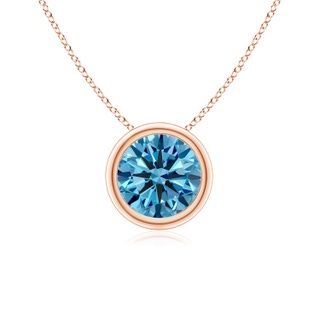 6.4mm Labgrown Bezel-Set Round Lab-Grown Fancy Intense Blue Diamond Solitaire Pendant in Rose Gold