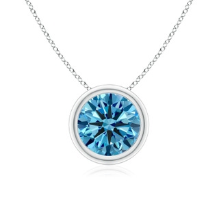 7mm Labgrown Bezel-Set Round Lab-Grown Fancy Intense Blue Diamond Solitaire Pendant in P950 Platinum