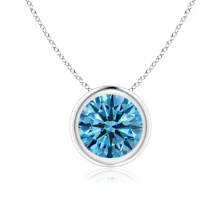 7mm Labgrown Bezel-Set Round Lab-Grown Fancy Intense Blue Diamond Solitaire Pendant in White Gold