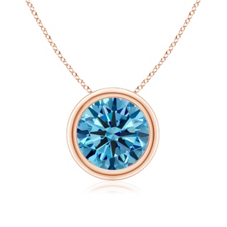 8.1mm Labgrown Bezel-Set Round Lab-Grown Fancy Intense Blue Diamond Solitaire Pendant in Rose Gold