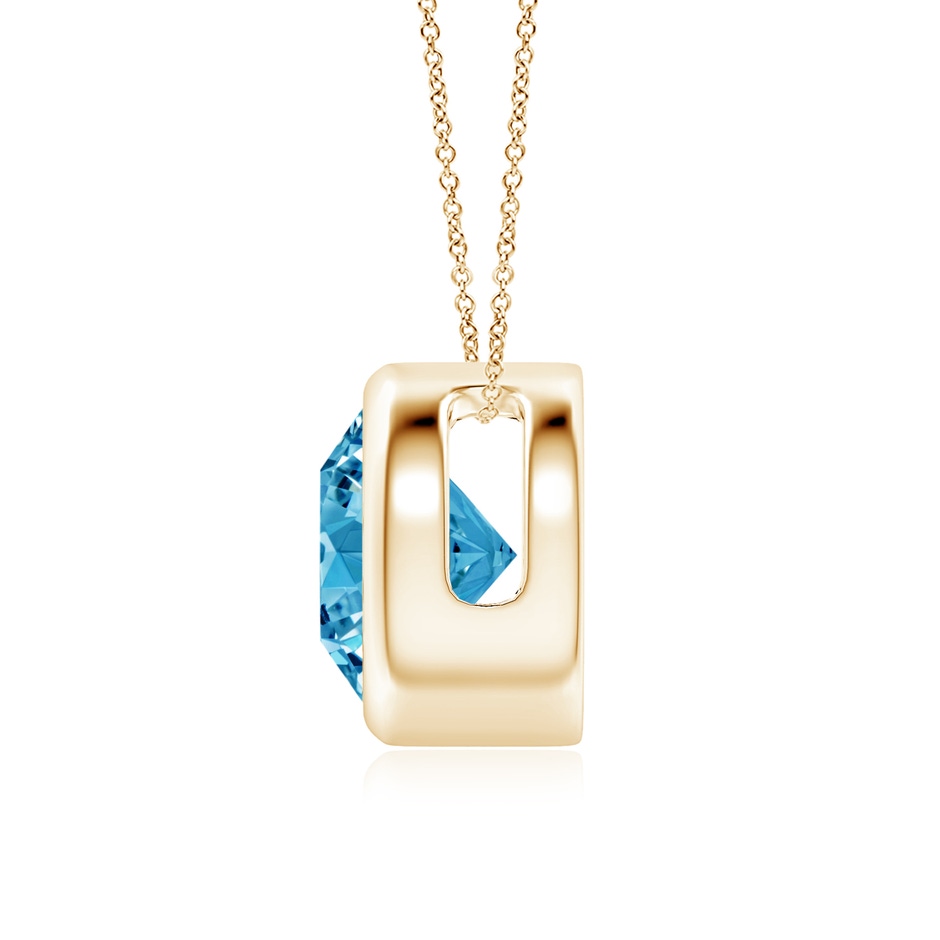 8.1mm Labgrown Bezel-Set Round Lab-Grown Fancy Intense Blue Diamond Solitaire Pendant in Yellow Gold side 199