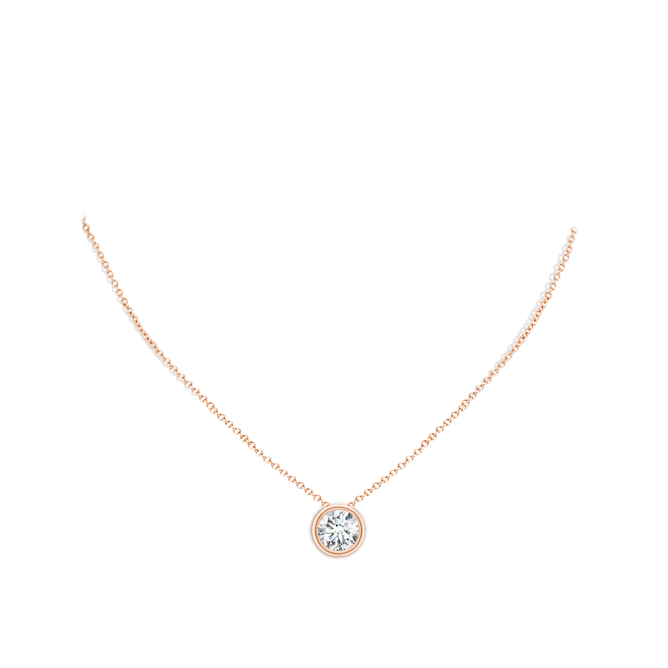10.1mm FGVS Lab-Grown Bezel-Set Round Diamond Solitaire Pendant in Rose Gold pen