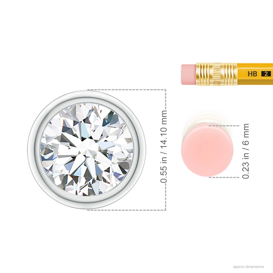 11.1mm FGVS Lab-Grown Bezel-Set Round Diamond Solitaire Pendant in P950 Platinum ruler