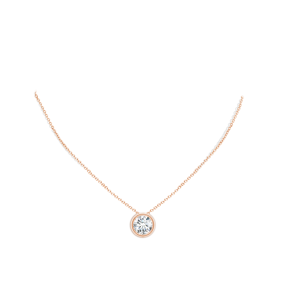 11.1mm FGVS Lab-Grown Bezel-Set Round Diamond Solitaire Pendant in Rose Gold pen