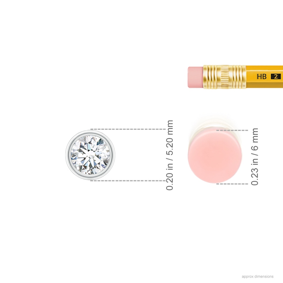 4.1mm FGVS Lab-Grown Bezel-Set Round Diamond Solitaire Pendant in P950 Platinum ruler