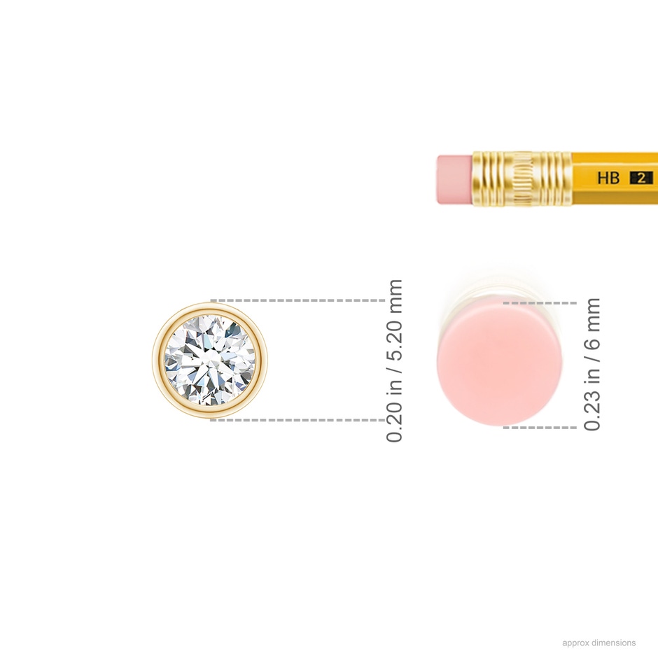 4.1mm FGVS Lab-Grown Bezel-Set Round Diamond Solitaire Pendant in Yellow Gold ruler