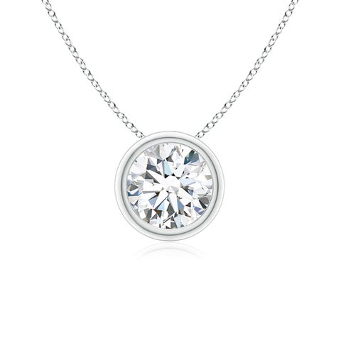 5.9mm FGVS Lab-Grown Bezel-Set Round Diamond Solitaire Pendant in White Gold