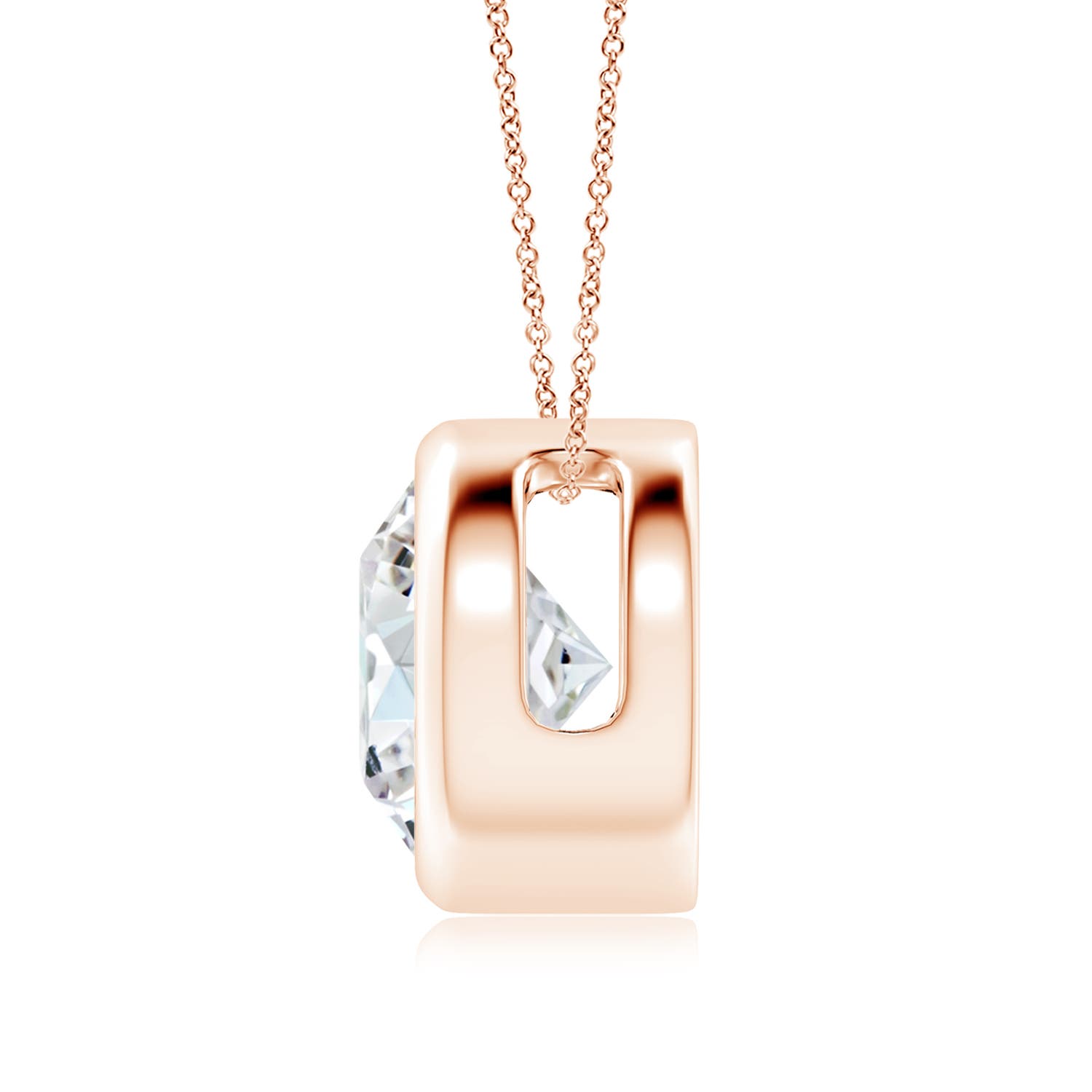 9.2mm FGVS Lab-Grown Bezel-Set Round Diamond Solitaire Pendant in 18K Rose Gold