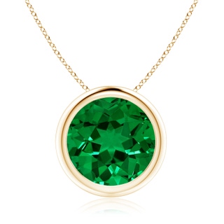 10mm Labgrown Lab-Grown Bezel-Set Round Emerald Solitaire Pendant in 10K Yellow Gold