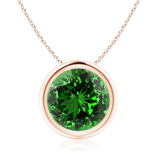10mm Labgrown Lab-Grown Bezel-Set Round Emerald Solitaire Pendant in 9K Rose Gold