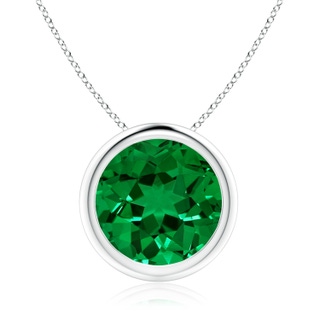 10mm Labgrown Lab-Grown Bezel-Set Round Emerald Solitaire Pendant in P950 Platinum