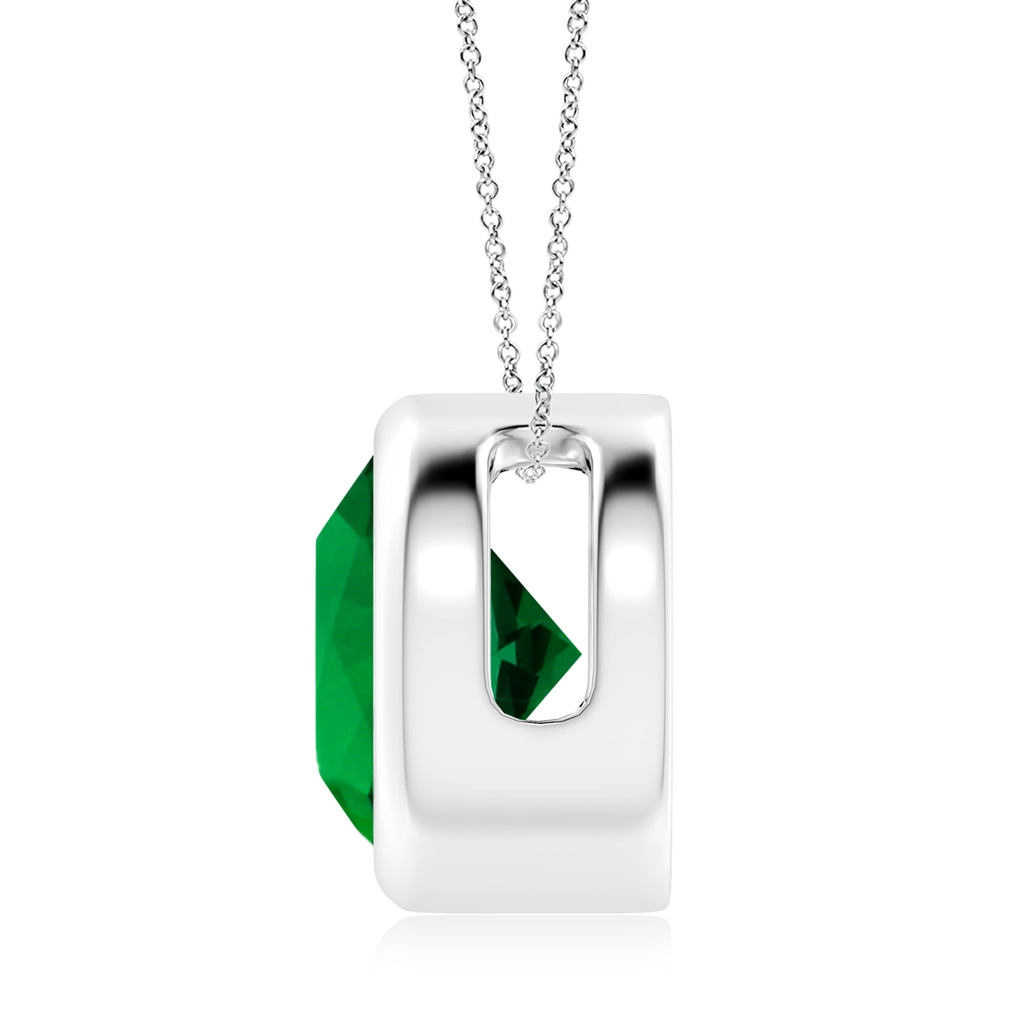 10mm Labgrown Lab-Grown Bezel-Set Round Emerald Solitaire Pendant in P950 Platinum - side 199