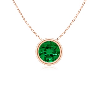 5mm Labgrown Lab-Grown Bezel-Set Round Emerald Solitaire Pendant in 9K Rose Gold