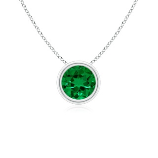 5mm Labgrown Lab-Grown Bezel-Set Round Emerald Solitaire Pendant in P950 Platinum