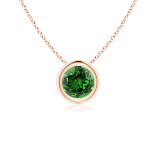 5mm Labgrown Lab-Grown Bezel-Set Round Emerald Solitaire Pendant in Rose Gold