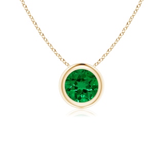 5mm Labgrown Lab-Grown Bezel-Set Round Emerald Solitaire Pendant in Yellow Gold