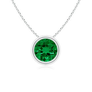 6mm Labgrown Lab-Grown Bezel-Set Round Emerald Solitaire Pendant in P950 Platinum