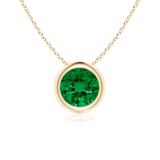 6mm Labgrown Lab-Grown Bezel-Set Round Emerald Solitaire Pendant in Yellow Gold