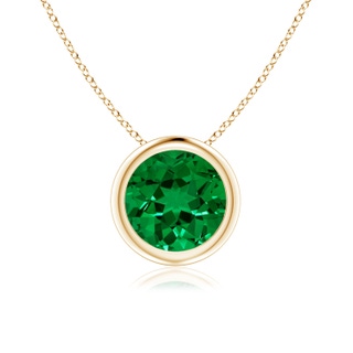 7mm Labgrown Lab-Grown Bezel-Set Round Emerald Solitaire Pendant in 9K Yellow Gold