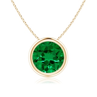 8mm Labgrown Lab-Grown Bezel-Set Round Emerald Solitaire Pendant in 9K Yellow Gold