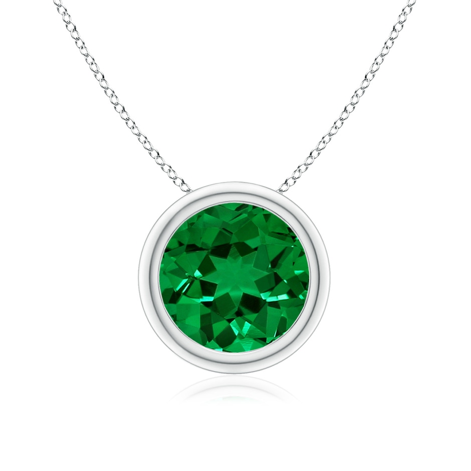 8mm Labgrown Lab-Grown Bezel-Set Round Emerald Solitaire Pendant in P950 Platinum 