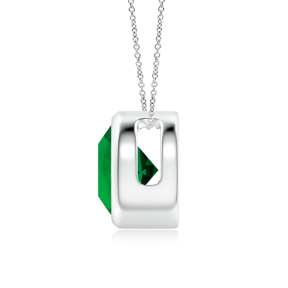 8mm Labgrown Lab-Grown Bezel-Set Round Emerald Solitaire Pendant in P950 Platinum side 199