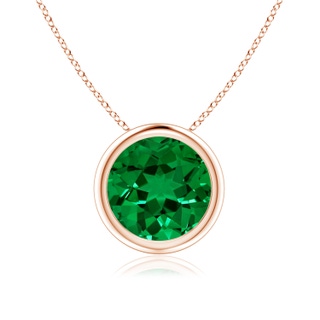 8mm Labgrown Lab-Grown Bezel-Set Round Emerald Solitaire Pendant in Rose Gold