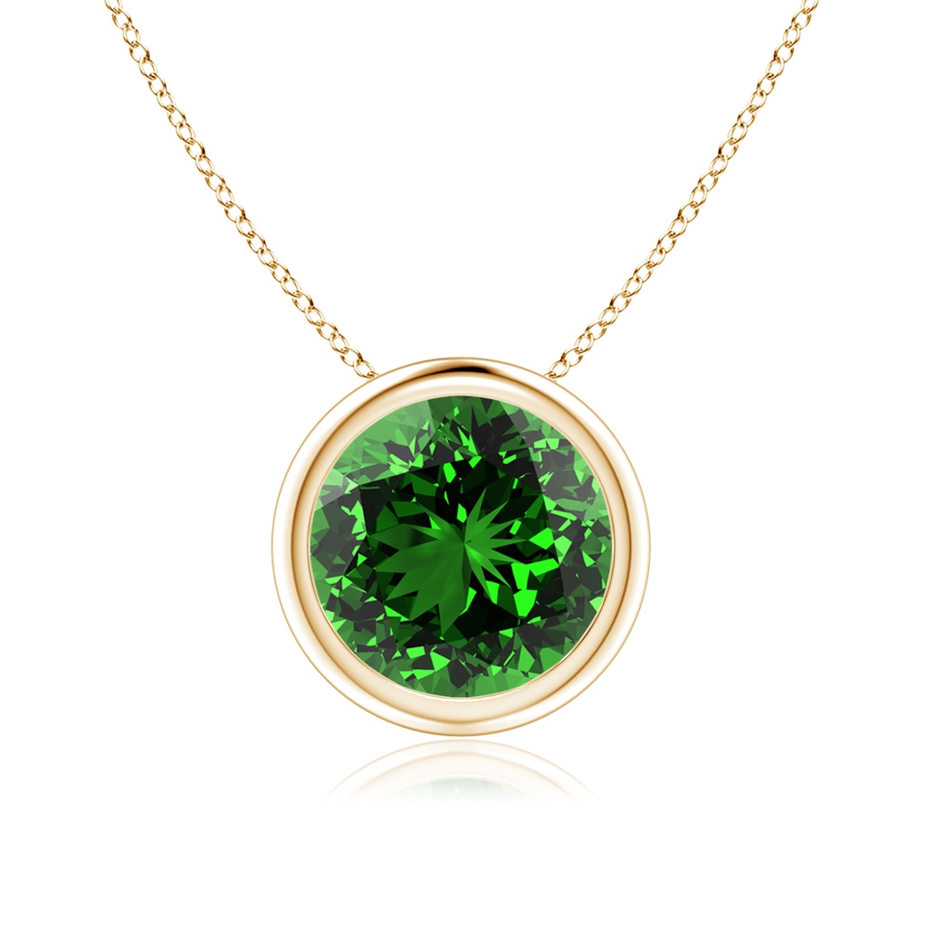 8mm Labgrown Lab-Grown Bezel-Set Round Emerald Solitaire Pendant in Yellow Gold 