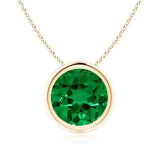 9mm Labgrown Lab-Grown Bezel-Set Round Emerald Solitaire Pendant in 9K Yellow Gold