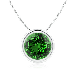 9mm Labgrown Lab-Grown Bezel-Set Round Emerald Solitaire Pendant in P950 Platinum