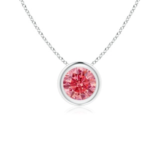 5.1mm Labgrown Bezel-Set Round Lab-Grown Fancy Intense Pink Diamond Solitaire Pendant in P950 Platinum