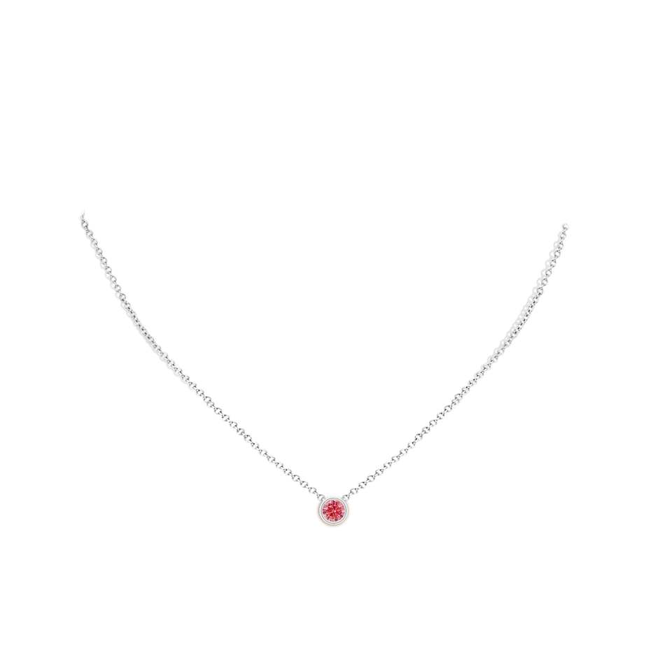 5.1mm Labgrown Bezel-Set Round Lab-Grown Fancy Intense Pink Diamond Solitaire Pendant in P950 Platinum pen