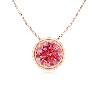 6.4mm Labgrown Bezel-Set Round Lab-Grown Fancy Intense Pink Diamond Solitaire Pendant in 10K Rose Gold
