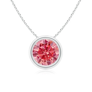 7mm Labgrown Bezel-Set Round Lab-Grown Fancy Intense Pink Diamond Solitaire Pendant in P950 Platinum