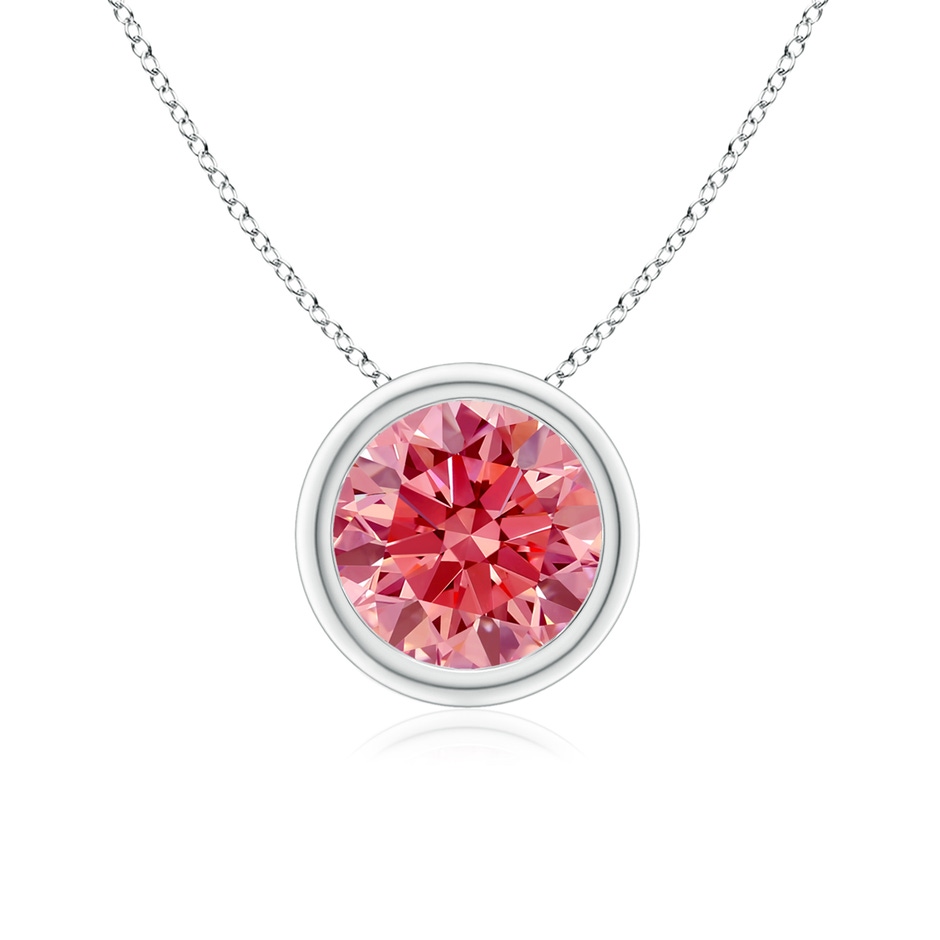 7mm Labgrown Bezel-Set Round Lab-Grown Fancy Intense Pink Diamond Solitaire Pendant in P950 Platinum 