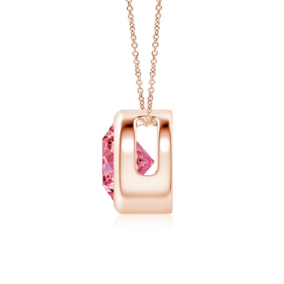 7mm Labgrown Bezel-Set Round Lab-Grown Fancy Intense Pink Diamond Solitaire Pendant in Rose Gold side 199