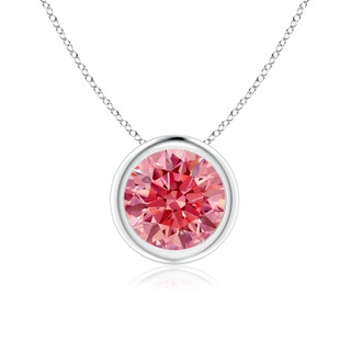 7mm Labgrown Bezel-Set Round Lab-Grown Fancy Intense Pink Diamond Solitaire Pendant in White Gold